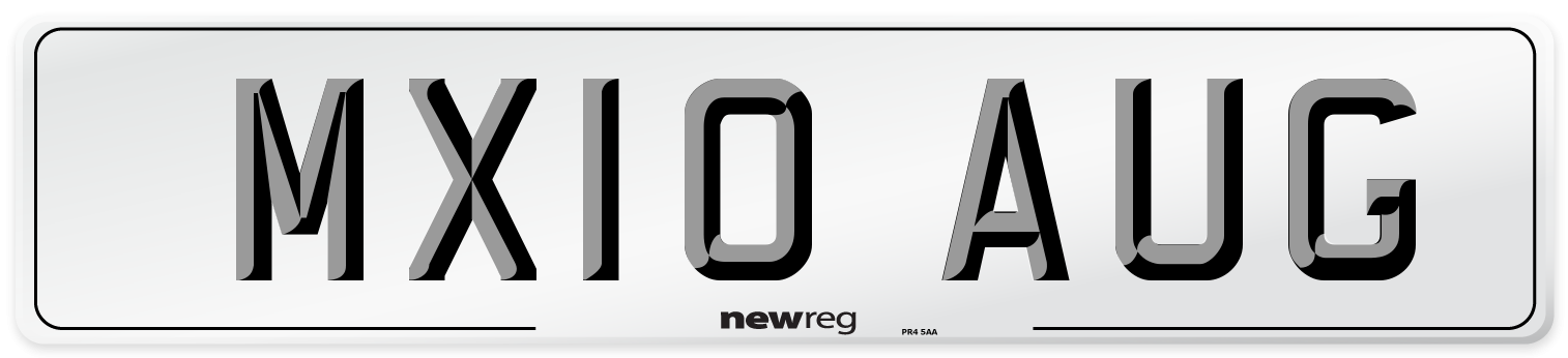 MX10 AUG Number Plate from New Reg